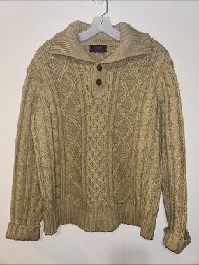 Thane Men's Cable Knit Crewneck Sweater - Tan